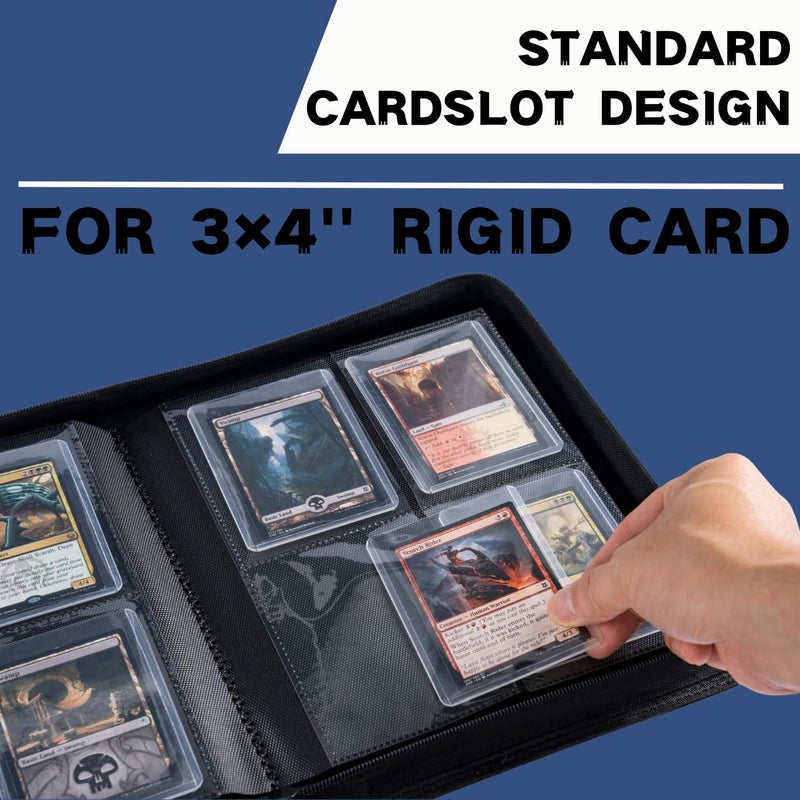 KUOOKING Toploader Binder, Holds 128+ Toploaders, 4 Pocket Top Loader Card Storage Case, Double-Sided Pockets for trading card in 3 x 4'' Toploaders（Navy Blue） - Image 5